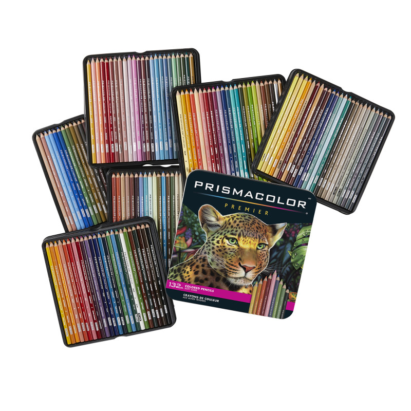 Premier Colored Pencils Tin, Soft Core, Assorted, 132 Count