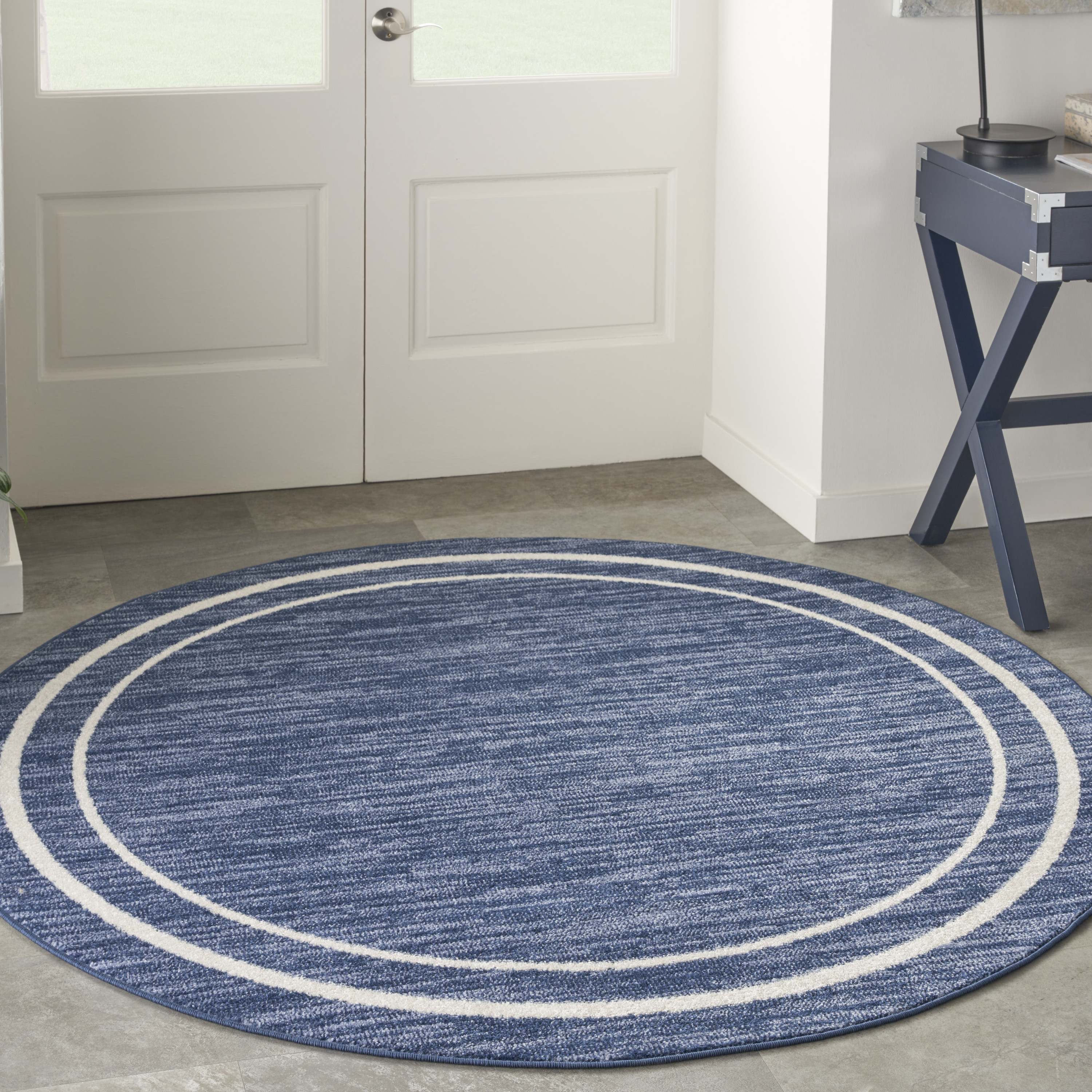 Nourison Nourison Essentials 6' x Round Navy Ivory Contemporary Rug
