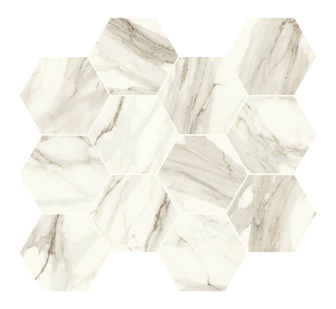 Kelby Gold 11×13 Hexagon Mosaic Polished Rectified