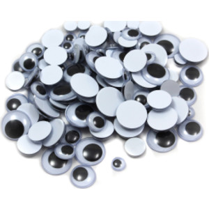 Wiggle Eyes, Assorted Sizes, Black, Pack of 100