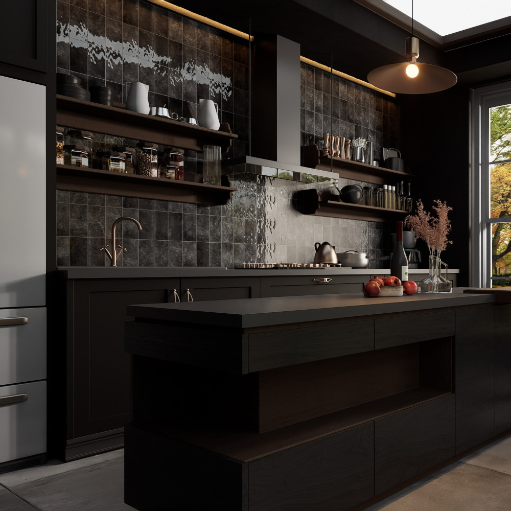 Camden Nero 4 in. x 8 in. Ceramic Wall Tile