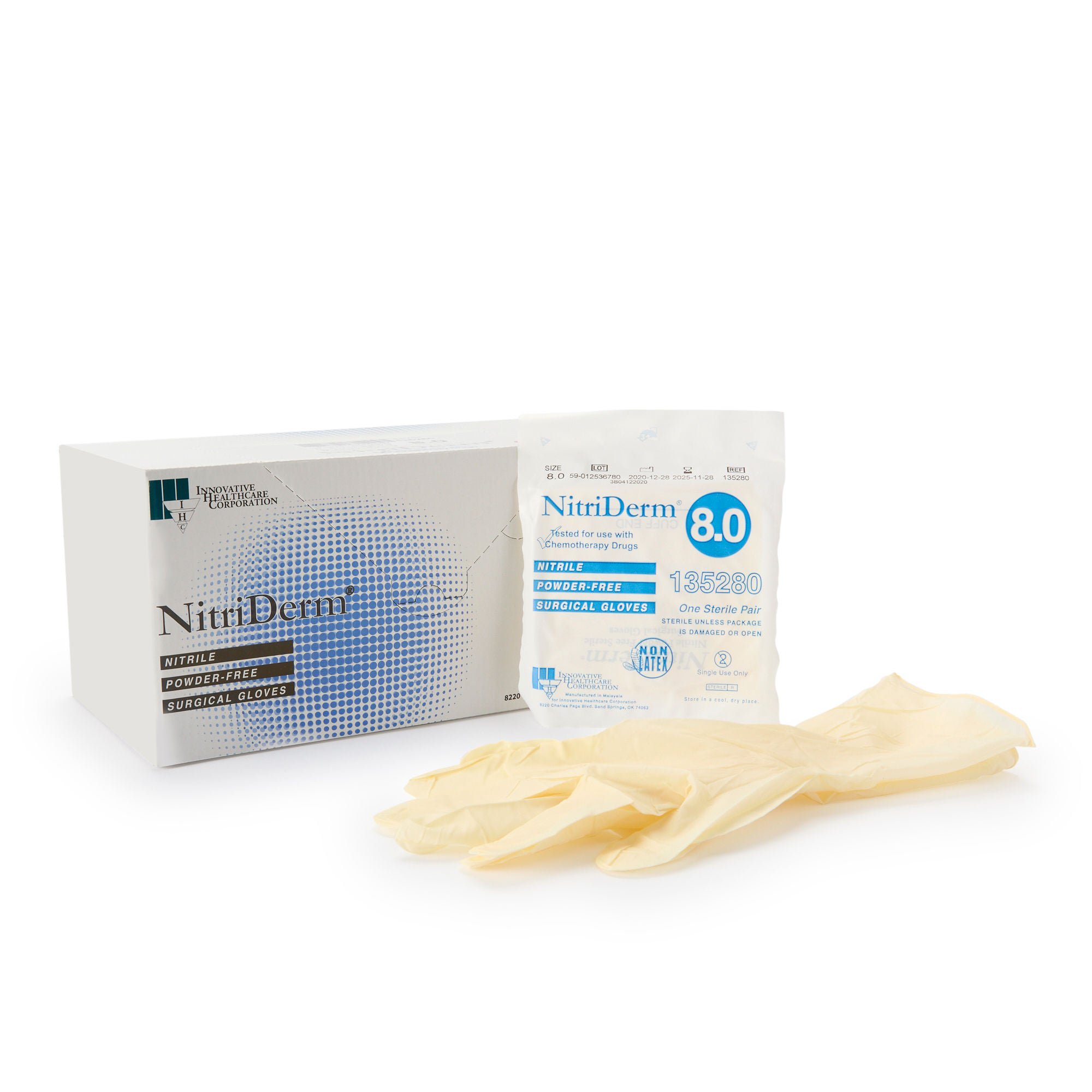 NitriDerm® Nitrile Surgical Glove, Size 8, White