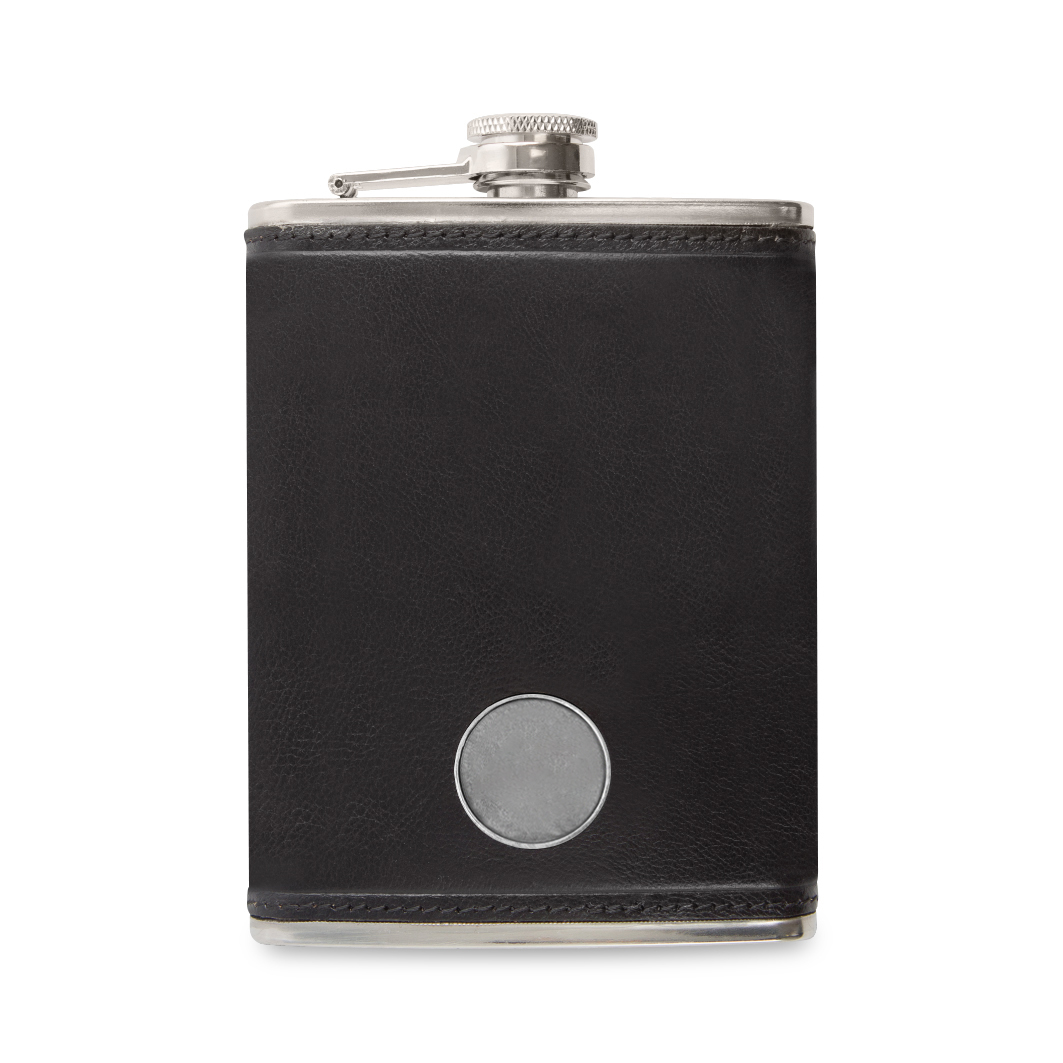 Ahead Leather Flask — Black