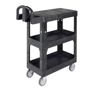 Rubbermaid Commercial, BRUTE 3-Shelf Heavy Duty Ergo, Small, Utility Cart, Black