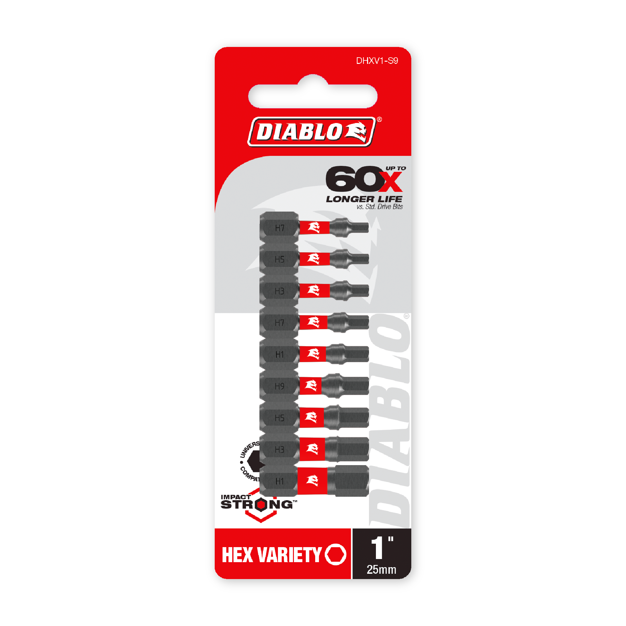 Diablo 1 in. Hex Imperial Drive Bit Variety Pack in its retail packaging, ready for the job box or tool bag