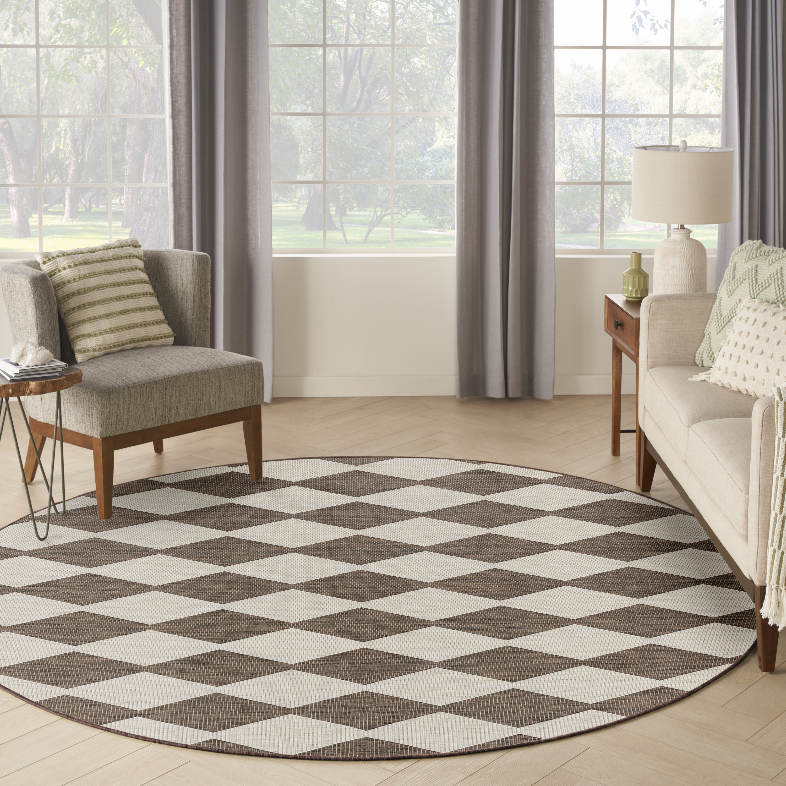 Nourison Positano 8' x Round Natural Modern Rug