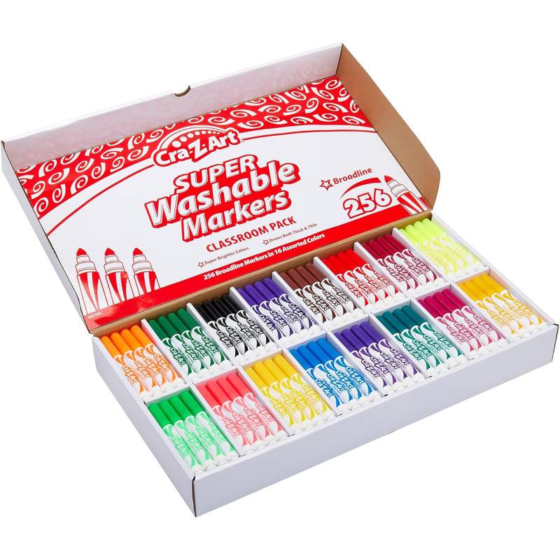 Washable Broad Line Markers Classroom Pack, 256 Count