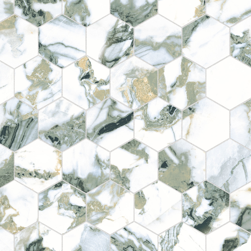 Touche 4″ Hex Jade 11-3/4 in. x 13-5/8 in. Porcelain Mosaic Tile