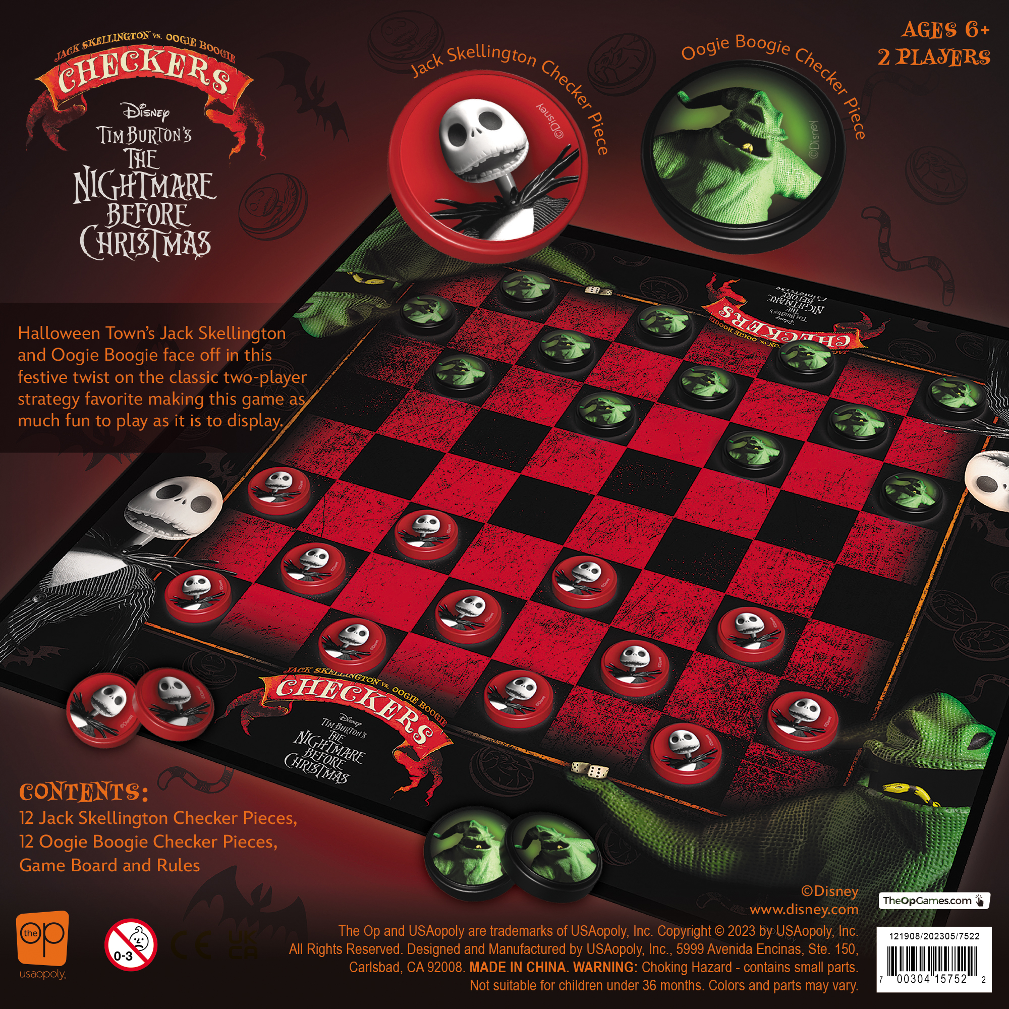 USAopoly Checkers: Disney Tim Burton The Nightmare Before Christmas image number null