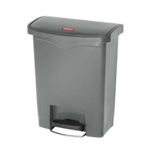 Rubbermaid Commercial, Streamline®, Step-On, 8 gal, Resin, Gray, Rectangle, Receptacle