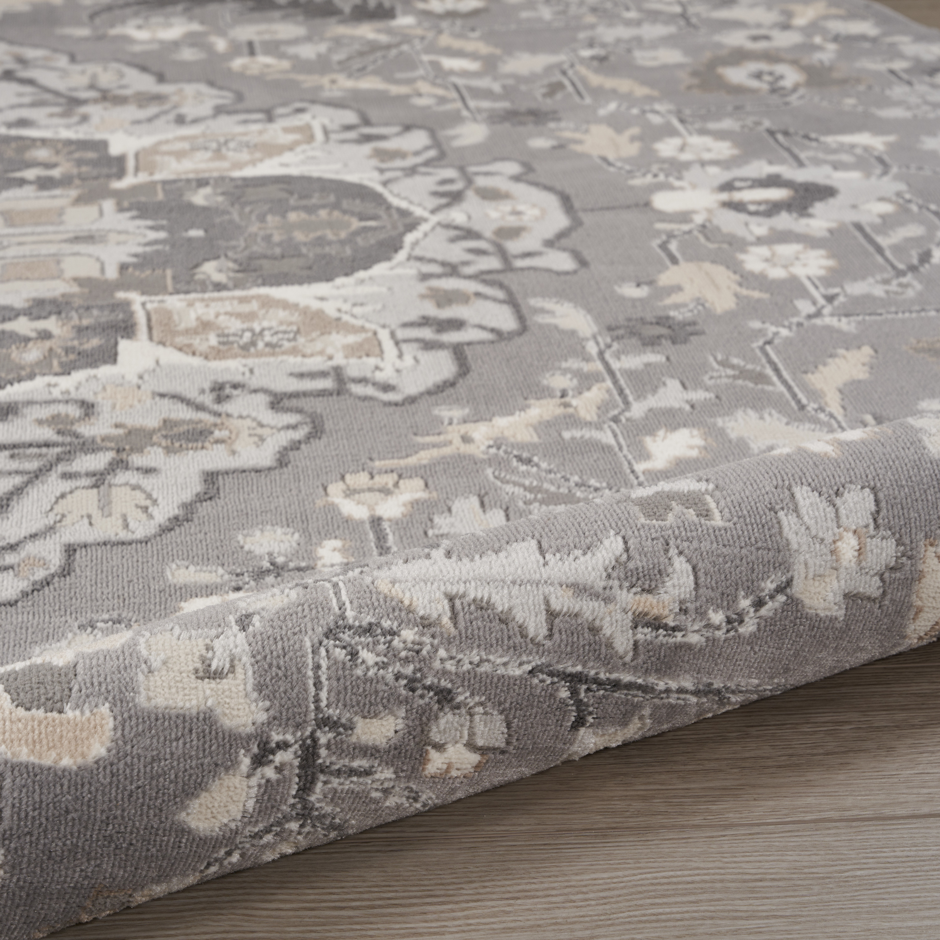 Nourison Elation 5'3" x Round Grey Transitional Indoor Rug