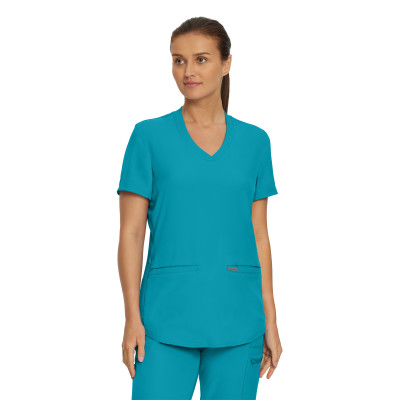 Landau Forward LT100 Women&#8216;s 4 Way Stretch 3-Pocket V-Neck Medical Scrub Top-Landau