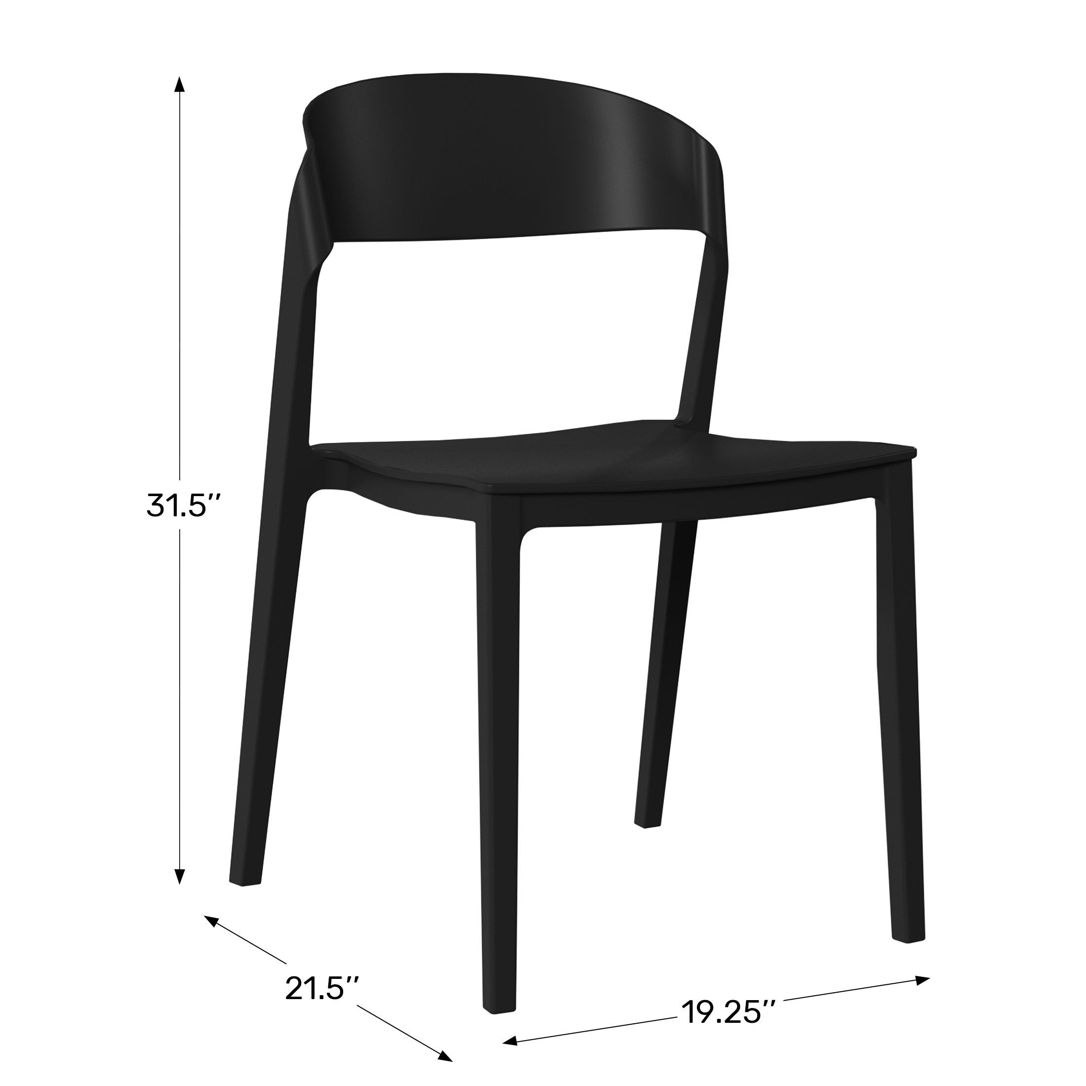 Outdoor Modern Stackable Plastic Patio Bistro Dining Side Chairs (Set of 2) WWT Spec Image