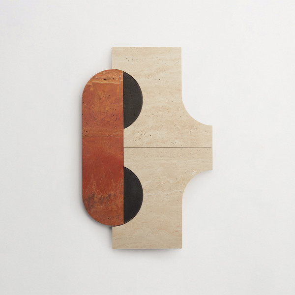 clé lapidary + cristina celestino | filato floor | red travertine, beige travertine + warm black (bundle) | honed