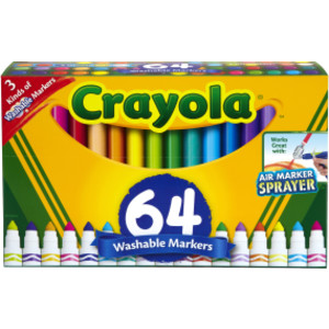 Washable Markers, Broad Line, Assorted Colors, Pack of 64