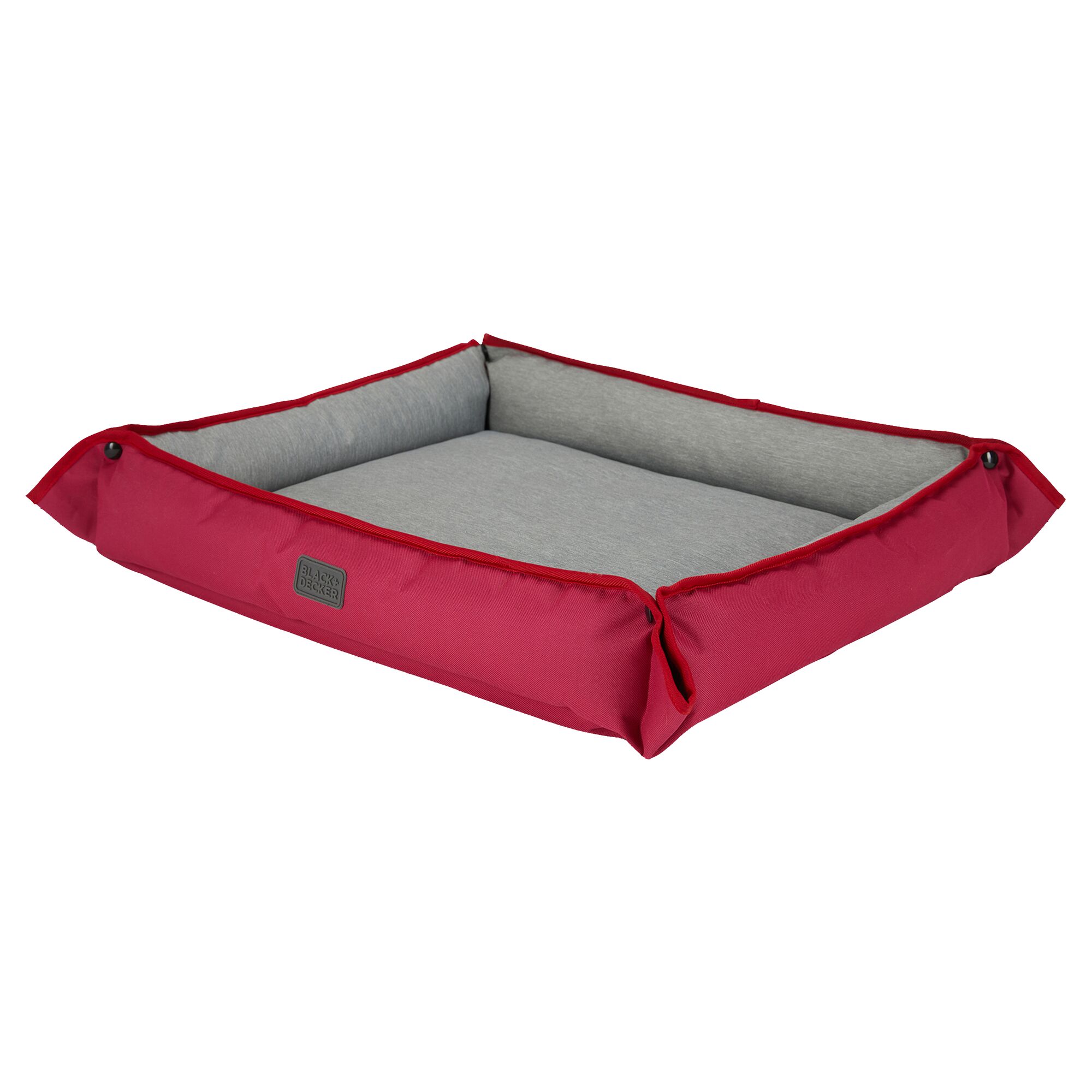 Angled view of the BLACK+DECKER four sided plush pet bed