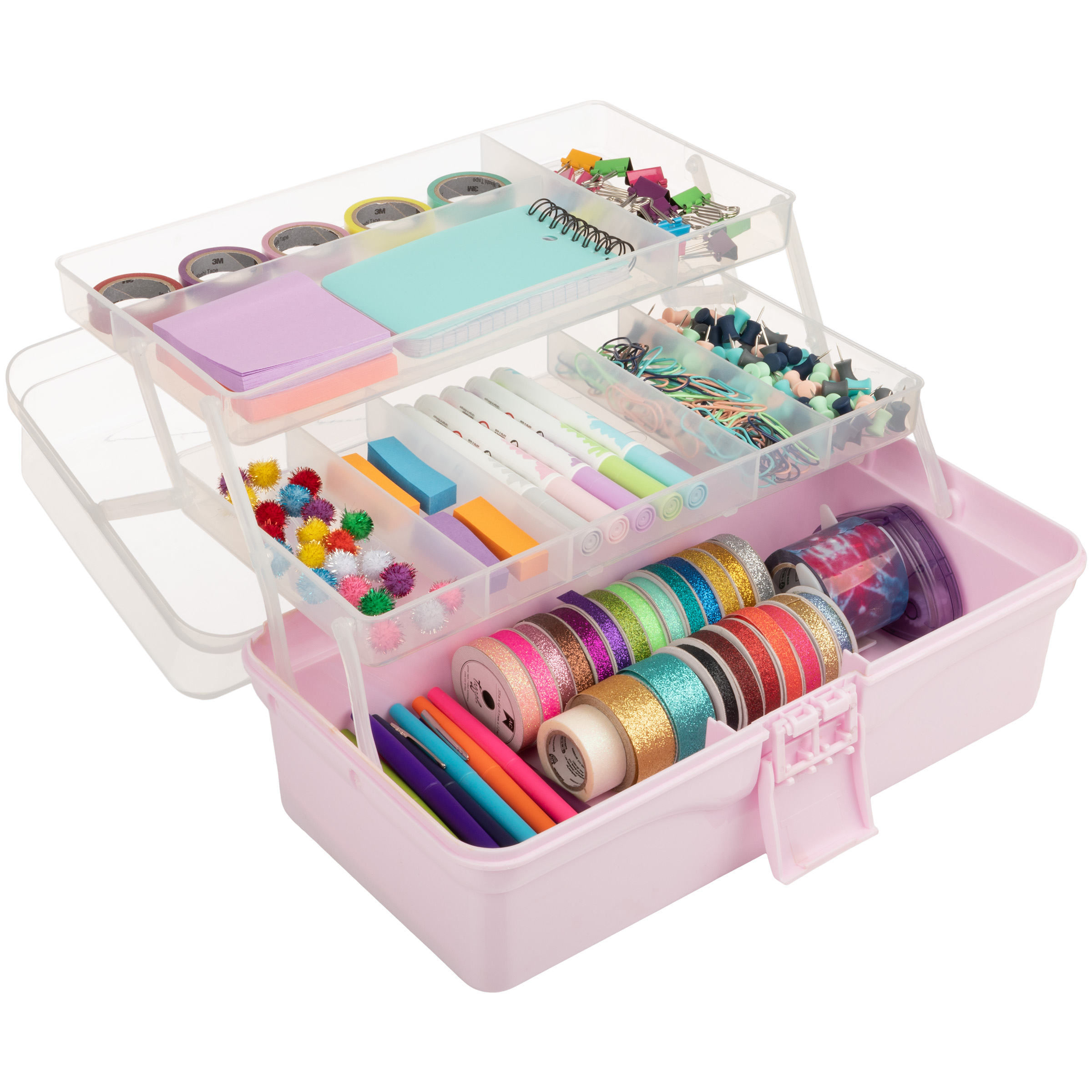 14” Plastic Tackle Box 3-Layer Sewing Box, Art Caddy, Craft Storage