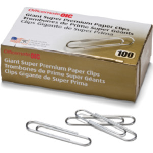 Paper Clips, Giant, Super Premium, 100/Box
