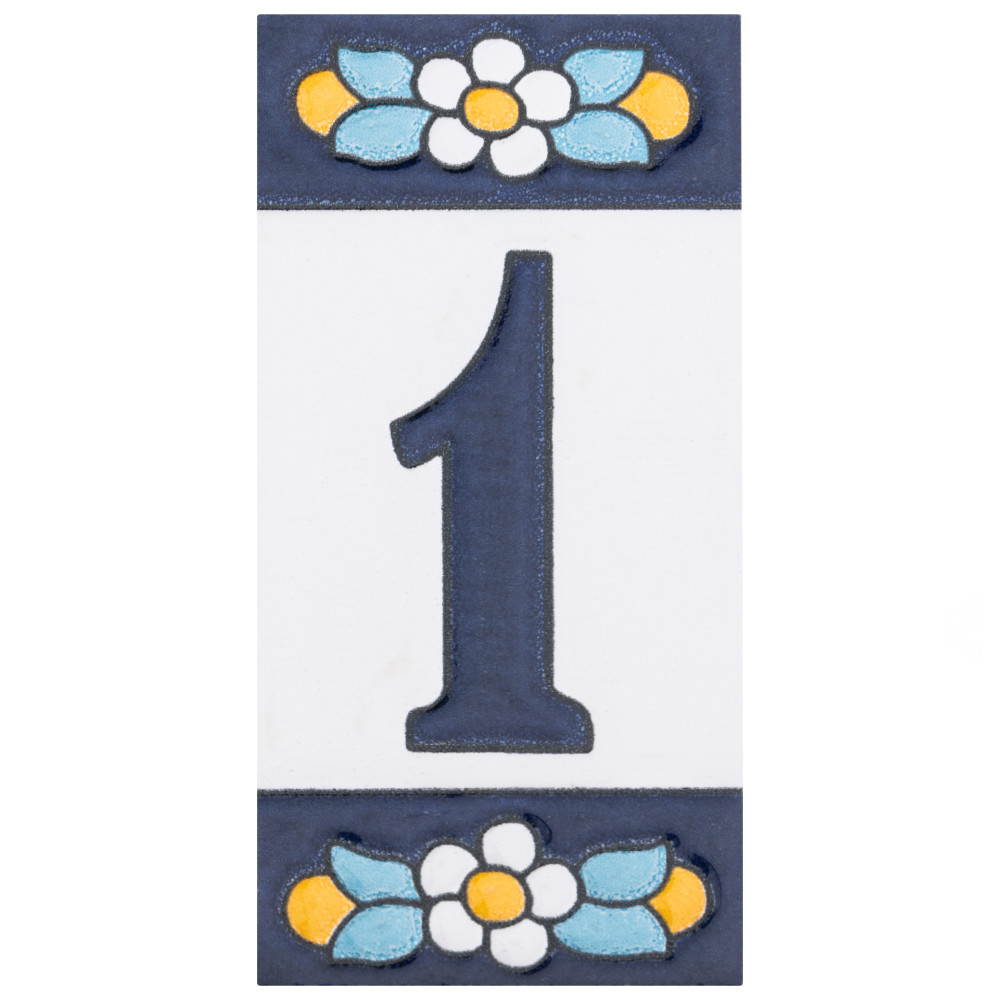 Sevillano Flora Address Numbers 1 2-1/8 in. x 4-3/8 in. Ceramic Wall Trim