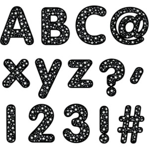 Core Decor Stars on Black Designer Letters, 206 Pieces