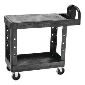 Rubbermaid Commercial, BRUTE® Heavy Duty, Ergo Handle, Flat Shelf, Small, Utility Cart, Black