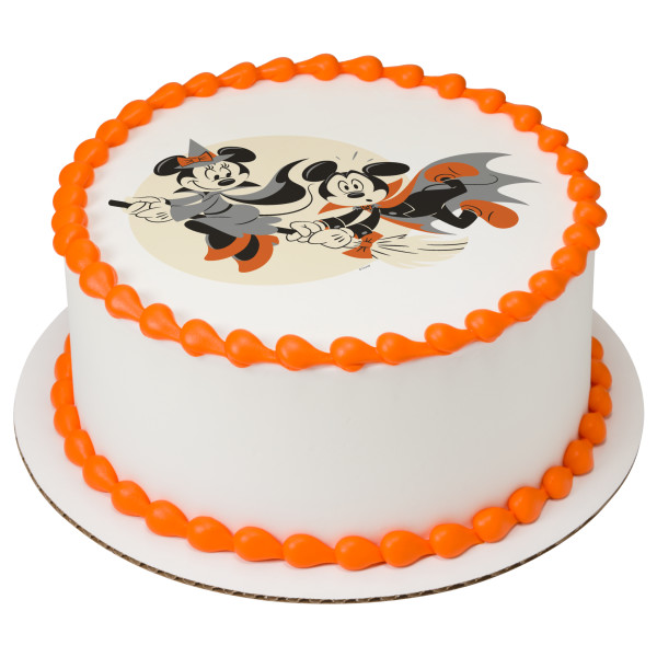 Mickey Mouse and Minnie Mouse Happy Halloween PhotoCake® Edible Image®