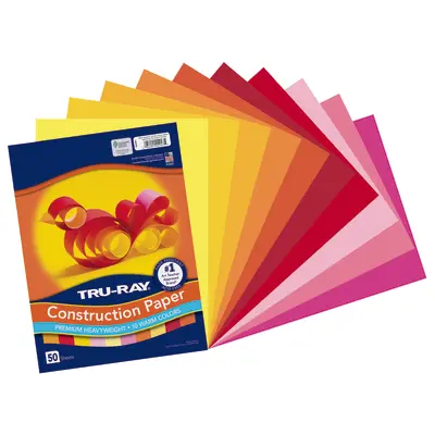 Tru-Ray  Construction Paper, Warm Color Assortment,  9" x 12", 50 Sheets