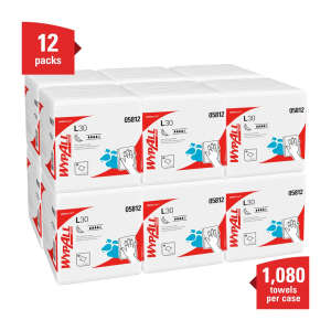 KIM05812, Kimberly Clark, WypAll L30 Heavy Duty, 1/4 Fold, 12.00"x12.50", Synthetic, General Purpose Wipers, White