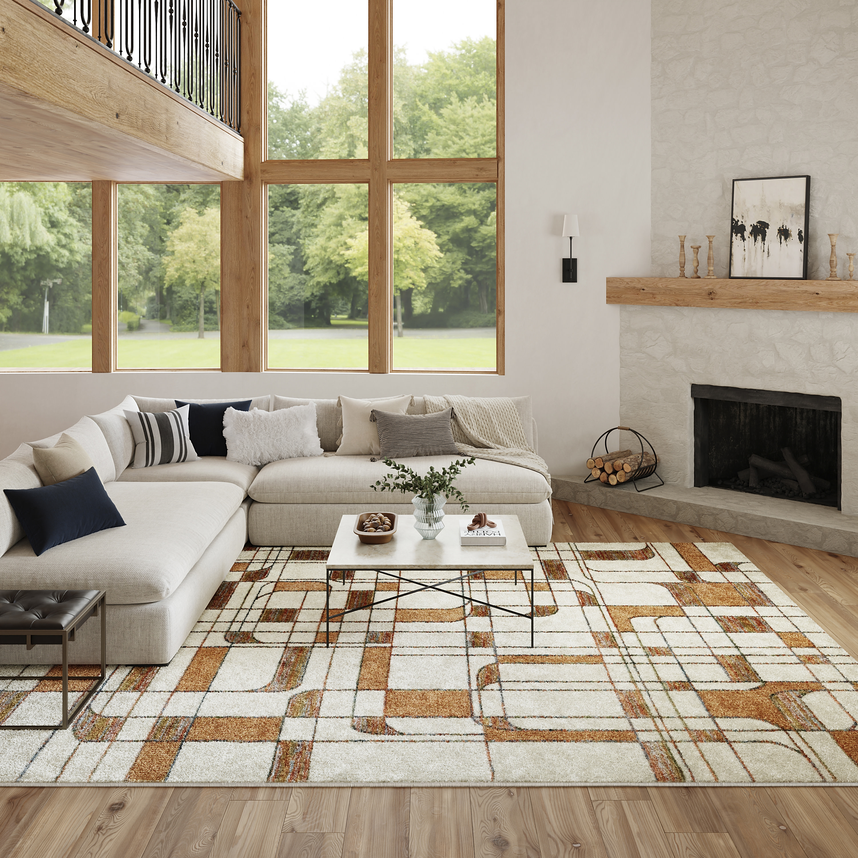 Nourison Nordic 8' x 10' Ivory Rust Mid-Century Modern Indoor Rug