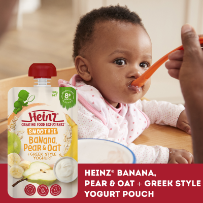  Heinz® Smoothie Banana, Pear & Oat + Greek Style Yoghurt Baby Food Pouch 8+ months 120g 