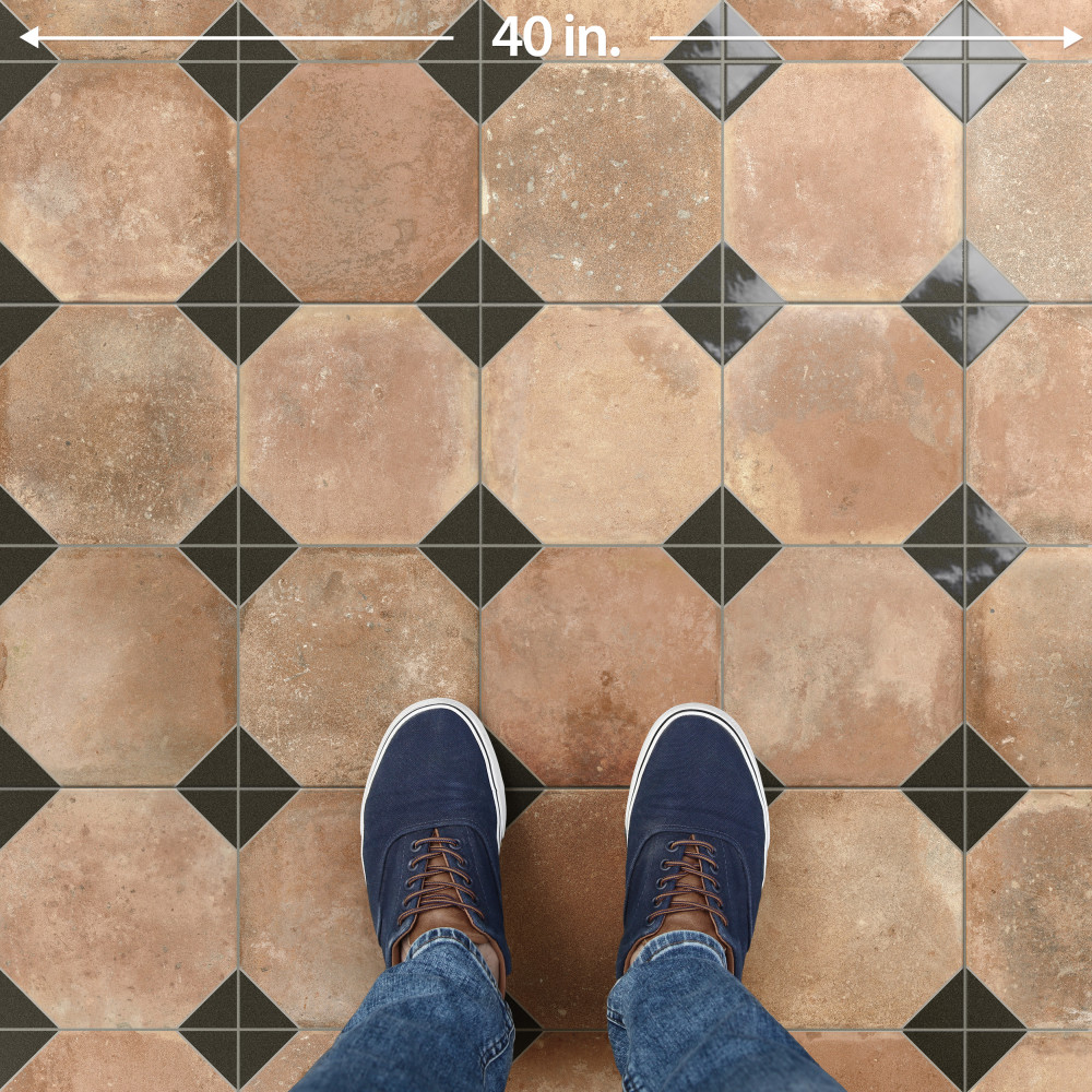 Kings Nonna with Black Corner 17-7/8 in. x 17-7/8 in. Porcelain Floor and Wall Tile