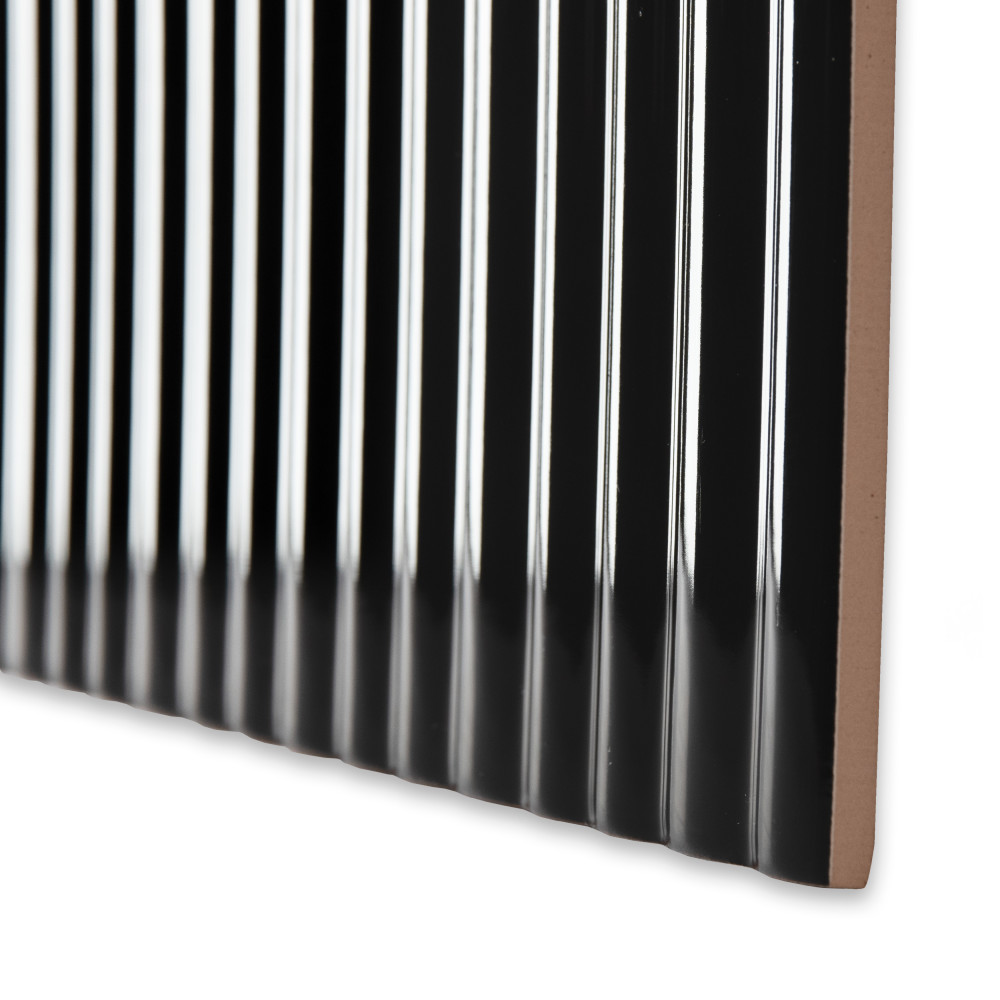 Crown Heights Rubik Glossy Black 5-7/8 in. x 11-3/4 in. Ceramic Wall Tile