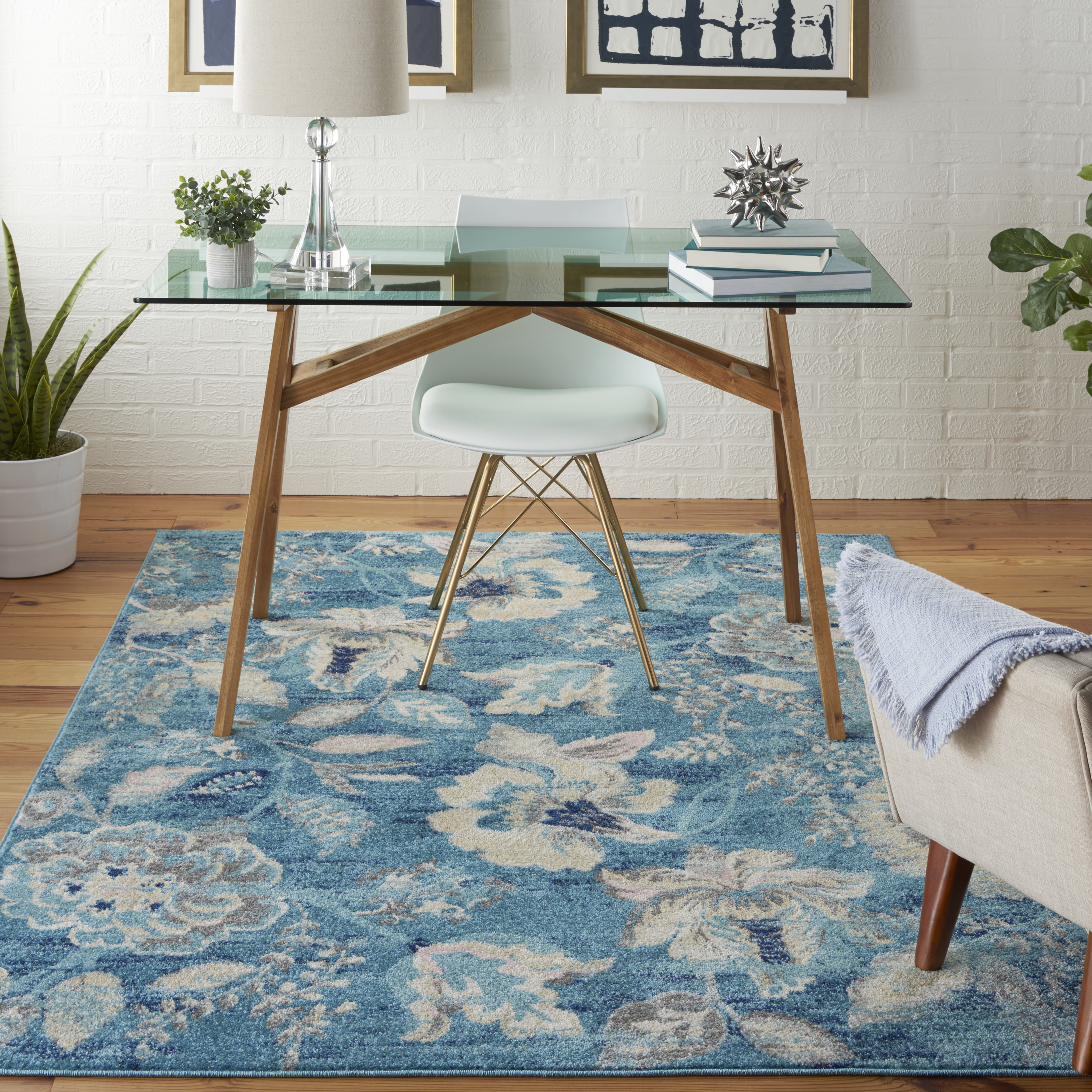 Nourison Tranquil 4' x 6' Turquoise Vintage Indoor Rug