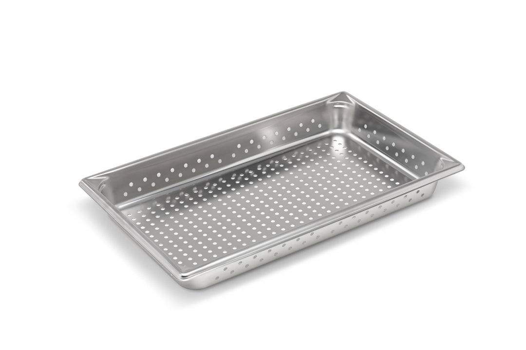Full-size 3-inch-deep Super Pan V® perforated stainless steel steam table pan