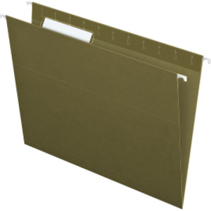 Recycled Hanging File Folders, 1/3 Cut, Standard Green, 25 Per Box