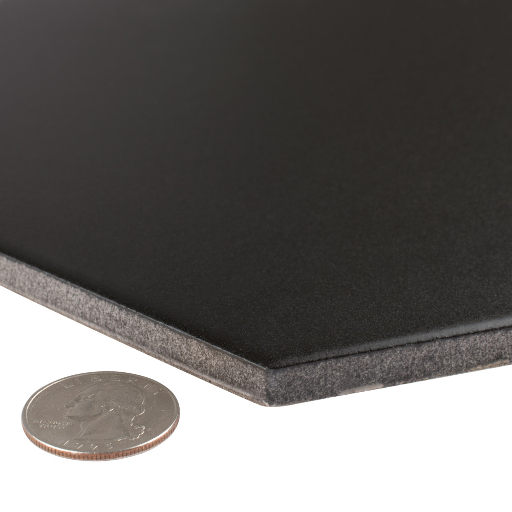 Textile Basic Grand Hex Black 19 in. x 22 in. Porcelain Floor and Wall Tile
