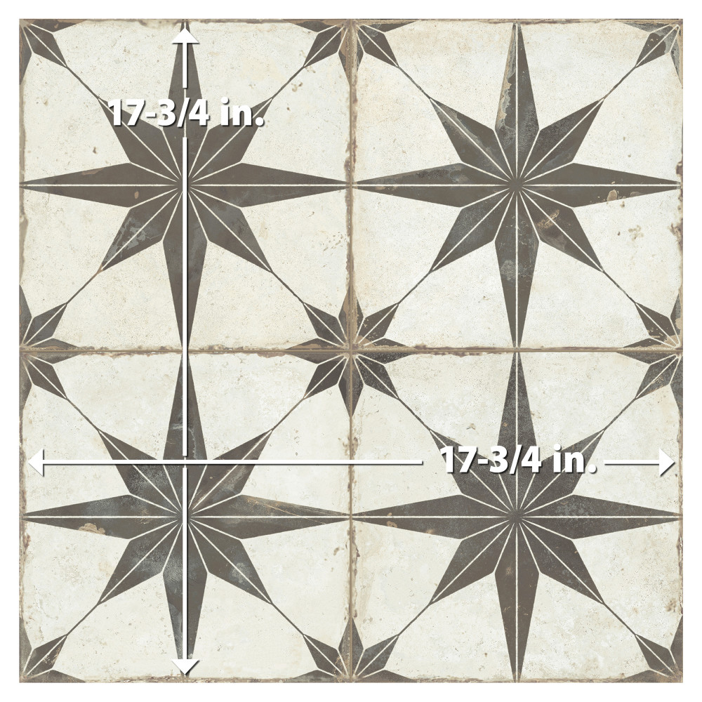 Kings Star Supernova Nero 17-3/4 in. x 17-3/4 in. Porcelain Floor and Wall Tile