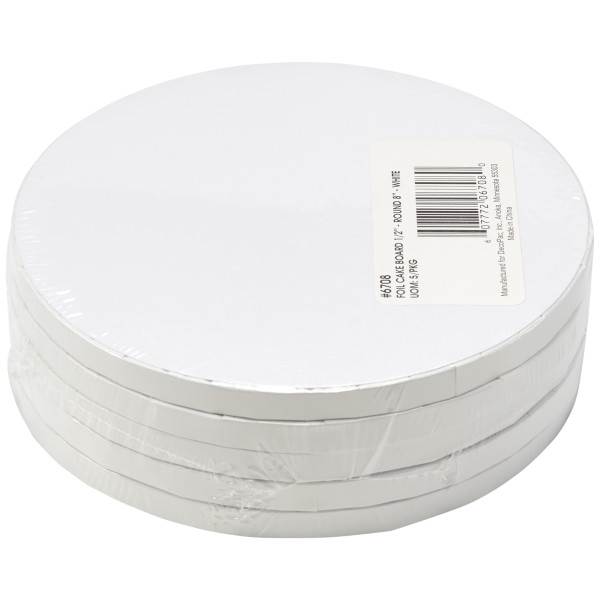 8" Round White Foil Cake Board