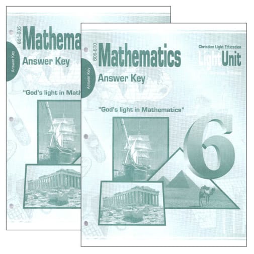 Christian Light Mathematics LightUnit 601-610 Answer Key Set Sunrise Edition