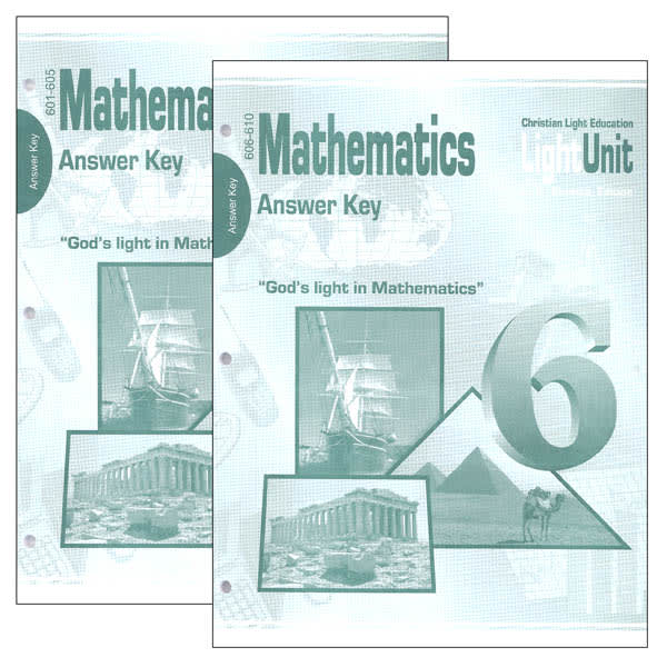 Christian Light Mathematics LightUnit 601-610 Answer Key Set Sunrise Edition