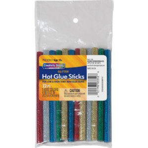 Hot Glue Sticks, 6 Assorted Glitter Colors, 4" x 0.31", 12 Pieces