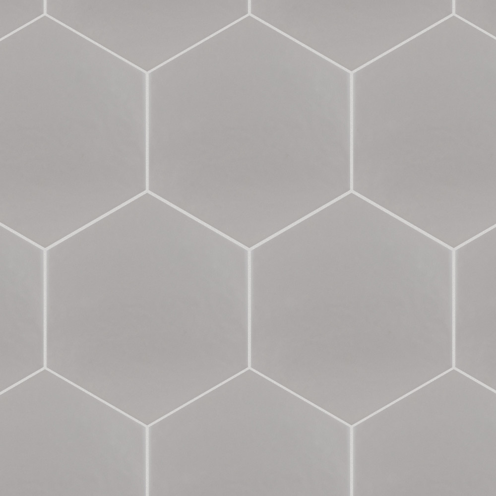 Hexatile Matte Gris 7x8 Hexagon Porcelain Floor and Wall Digital Pattern