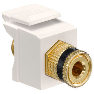 QuickPort® Binding Post Feedthrough Connector, Black Stripe, Light Almond