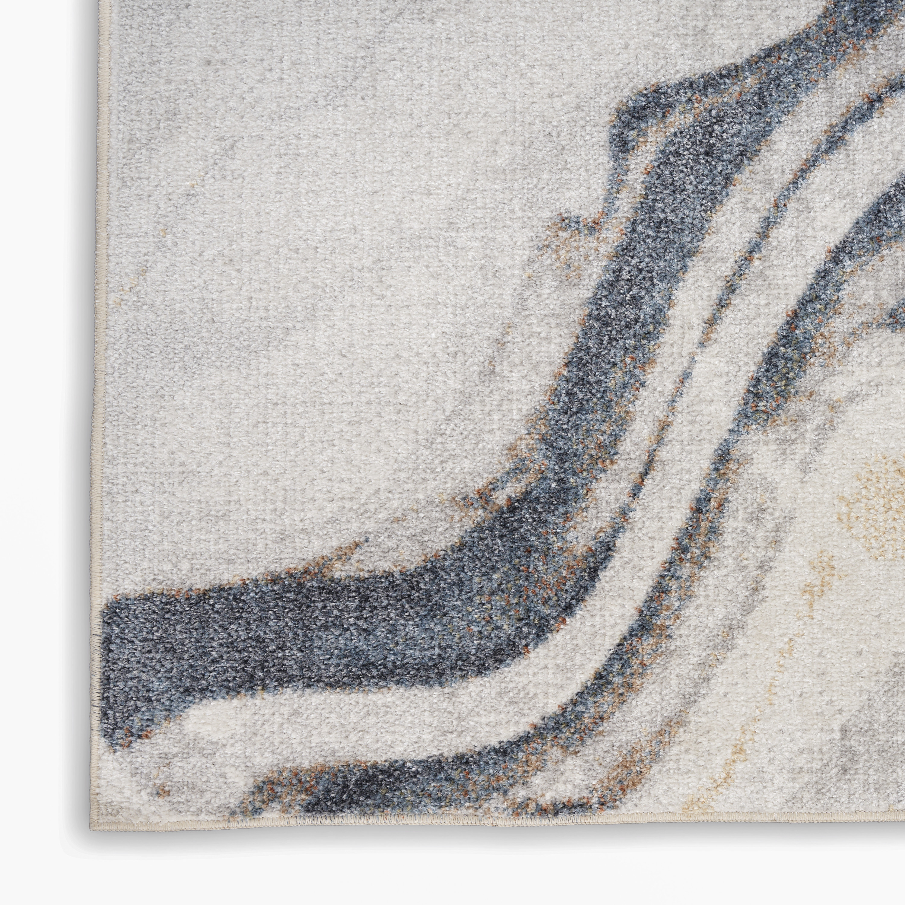 Nourison Astra Machine Washable 2'2" x 8' Ivory Blue Modern Indoor Rug