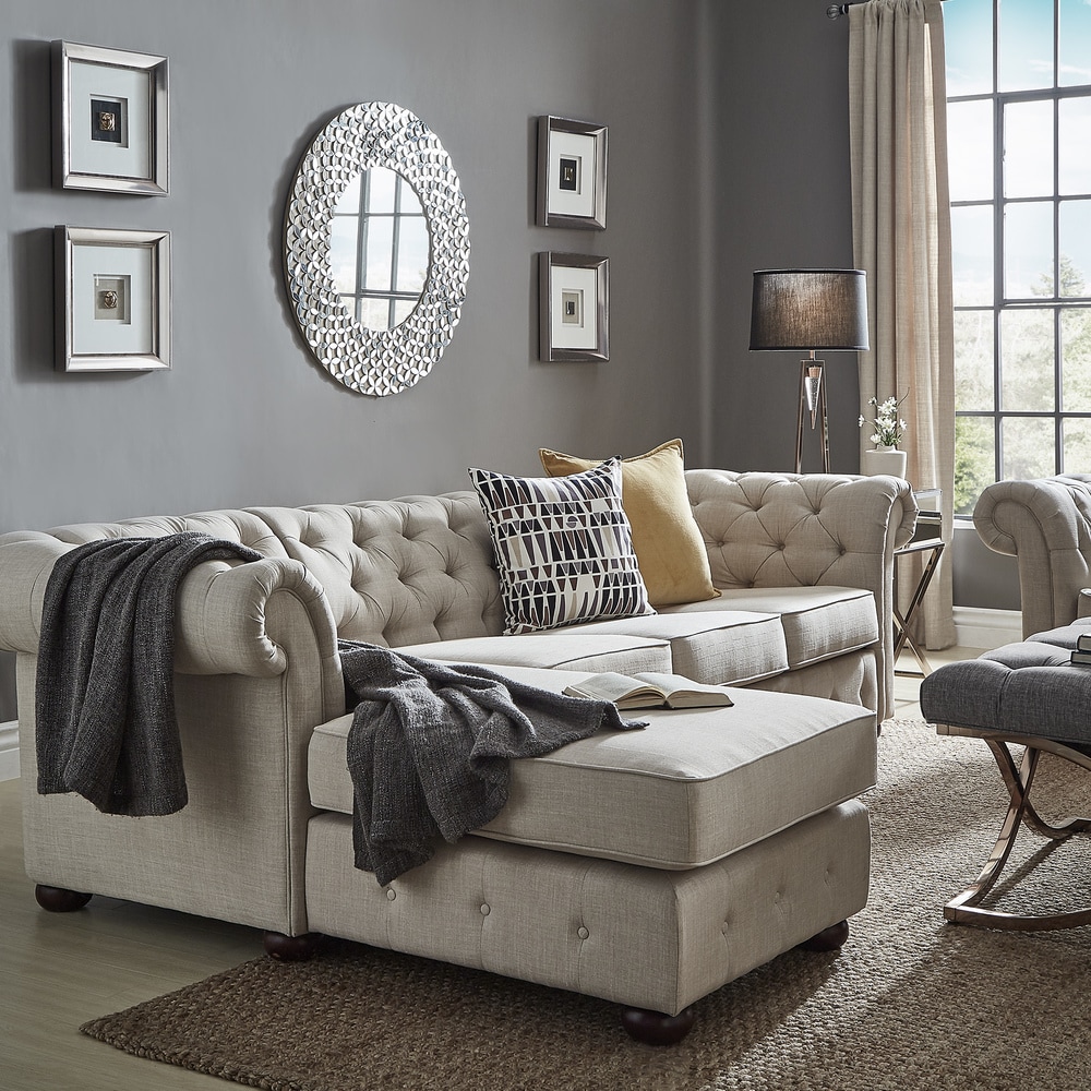 4-Seat Chesterfield Sectional Sofa with Chaise