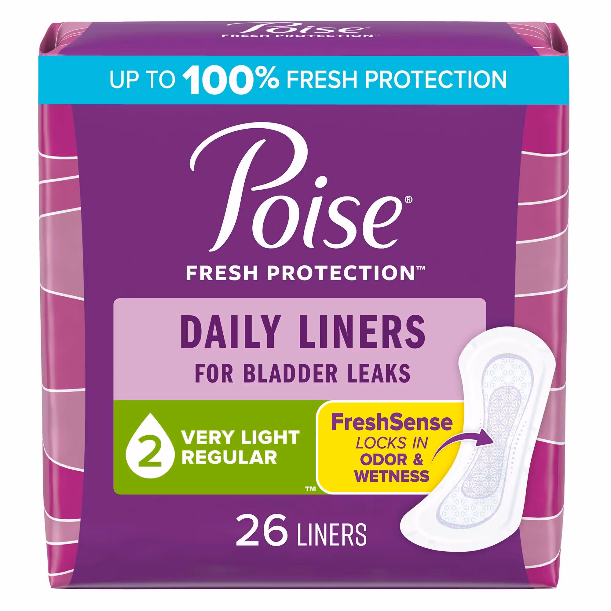 Poise® Bladder Control Pads, Light Absorbency, 7.5 Inch Length