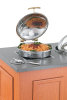 6-quart Intrigue® round stainless steel induction chafer with brass trim