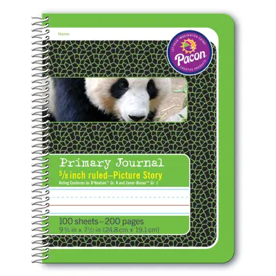 Pacon  Primary Composition Book, Spiral Bound, D'Nealian Grade K / Zaner-Bloser Grade 1, 5/8 in x 5/16 in x 5/16 in picture story ruled 9-3/4
