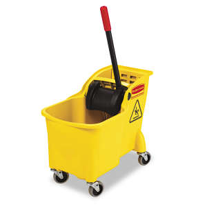 Rubbermaid Commercial, Tandem, 31qt, Mop Bucket w/ Sidepress Wringer, Yellow