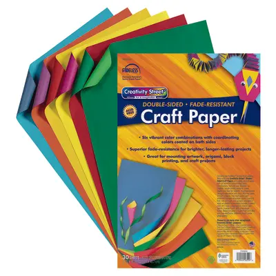 Creativity Street  Double-Sided Craft Paper Assortment, 6 Assorted Color Combos,  12" x 18", 30 Sheets
